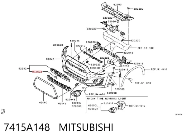 Emblema de la parrilla del radiador 7415A148 Mitsubishi