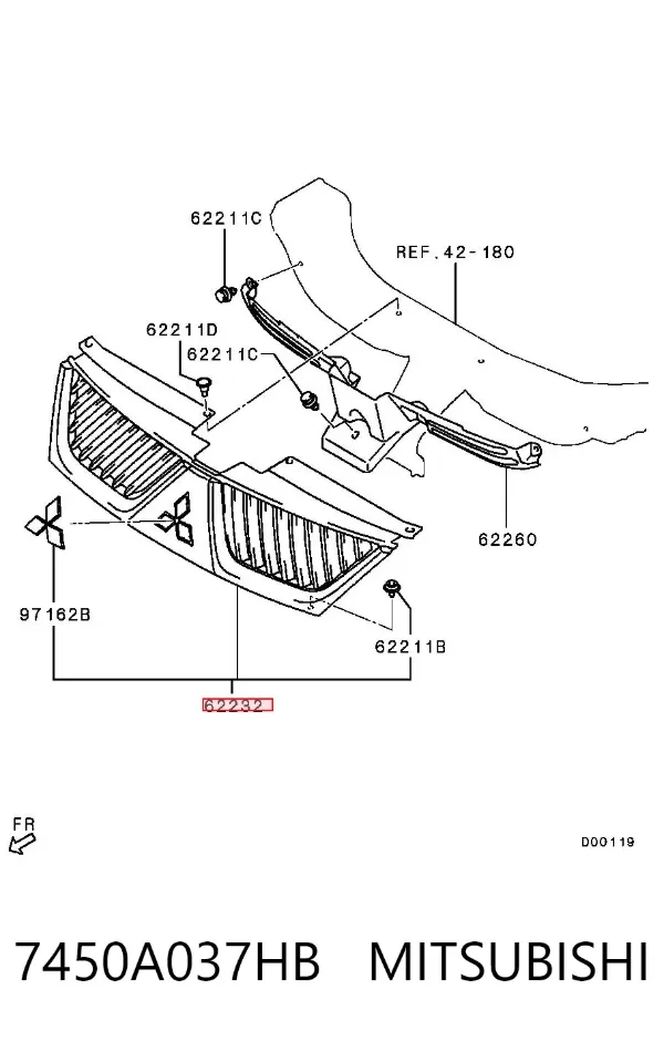 Parrilla 7450A037HB Mitsubishi