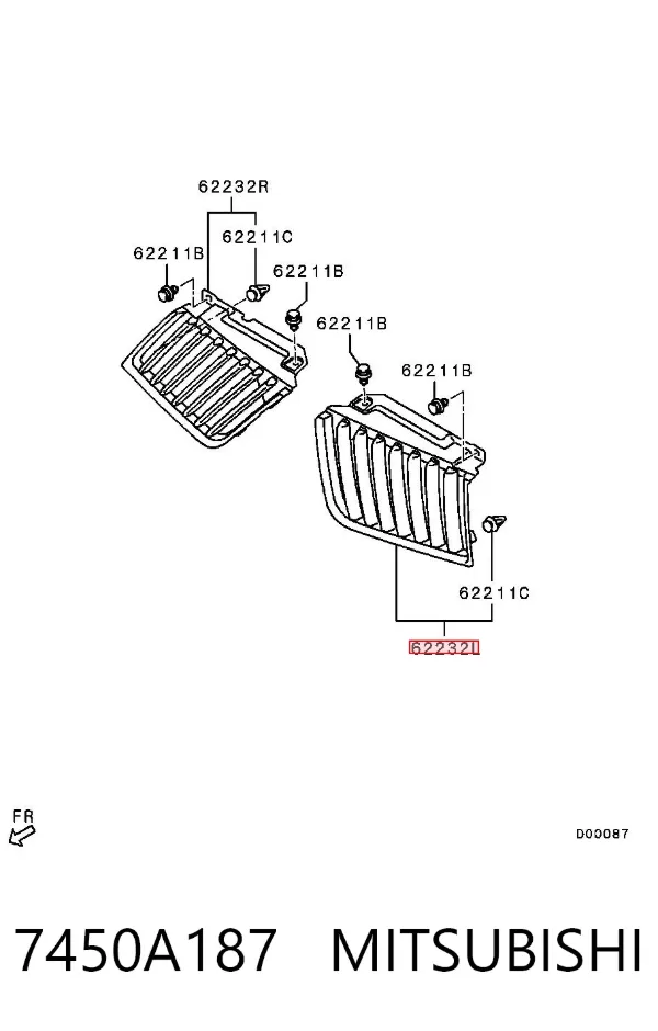 Rejilla izquierda 7450A187 Mitsubishi
