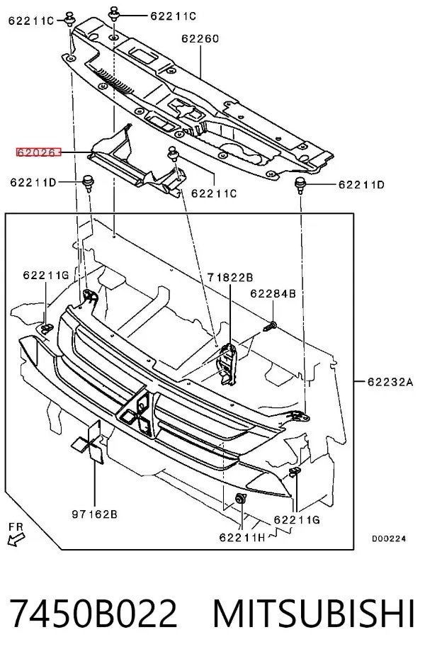 Protector para parachoques 7450B022 Mitsubishi