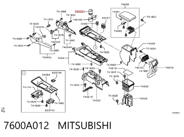 Cenicero de la consola central 7600A012 Mitsubishi