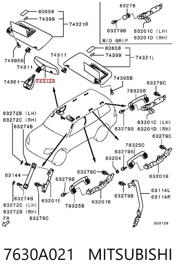 Espejo interior 7630A021 Mitsubishi