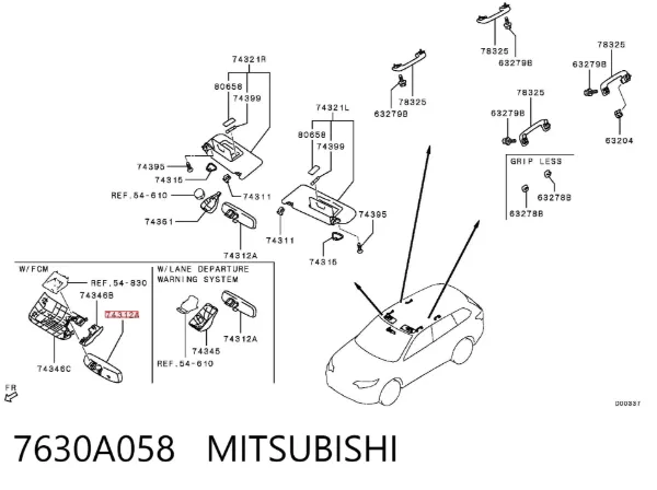 Espejo interior 7630A058 Mitsubishi
