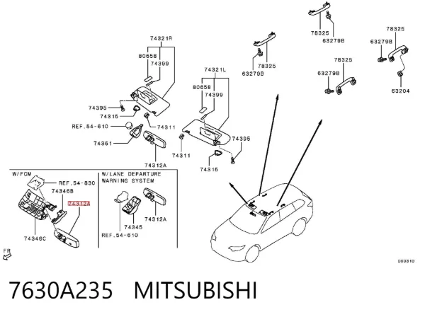 Espejo interior 7630A235 Mitsubishi