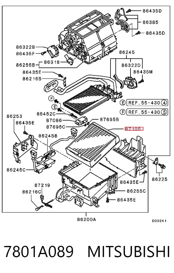 Evaporador de aire acondicionado Mitsubishi Grandis NAW