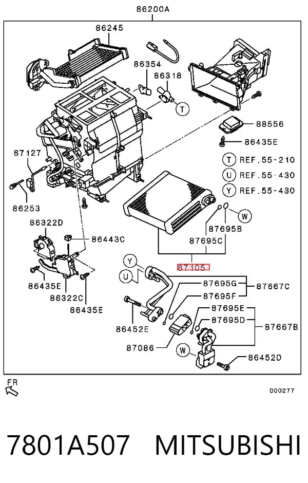 Evaporador de aire acondicionado 7801A507 Mitsubishi