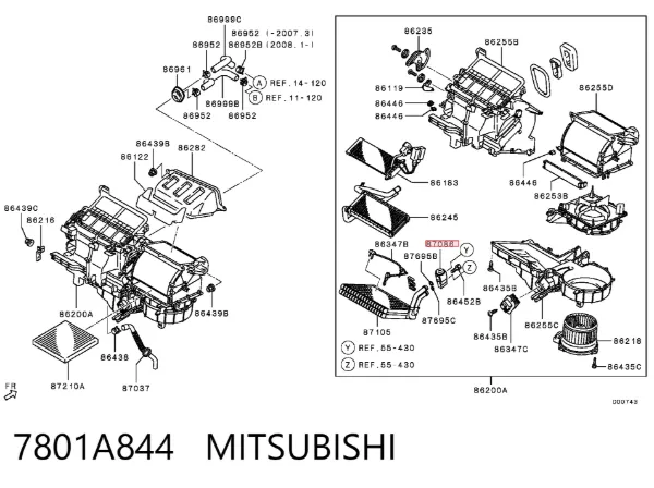 Válvula TRV del aire acondicionado 7801A844 Mitsubishi