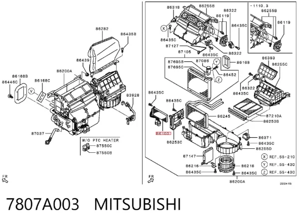 Calentador eléctrico de aire para el sistema de calefacción del habitáculo 7807A003 Mitsubishi