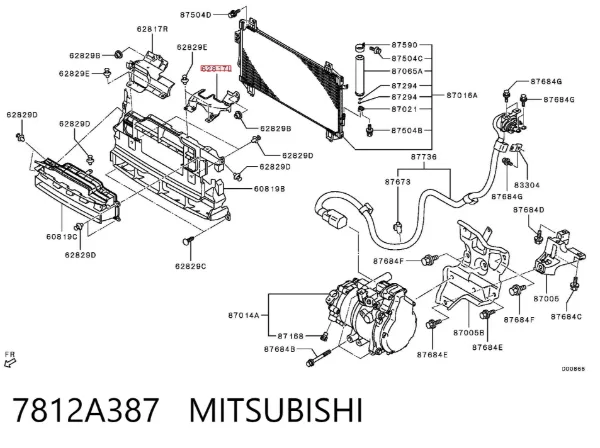 Deflector de aire superior del radiador 7812A387 Mitsubishi