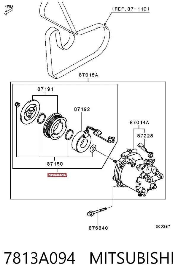 Acoplamiento magnético, compresor del aire acondicionado  7813A094 Mitsubishi