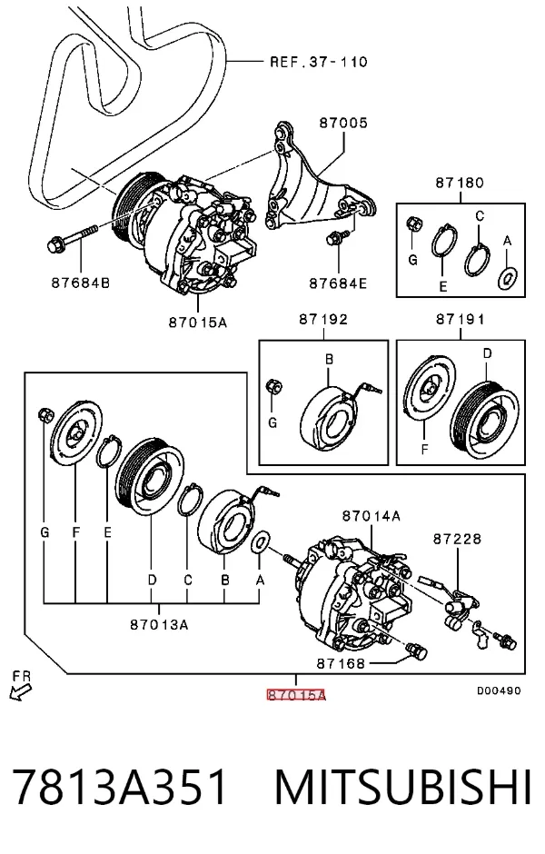 Compresor de aire acondicionado 7813A351 Mitsubishi