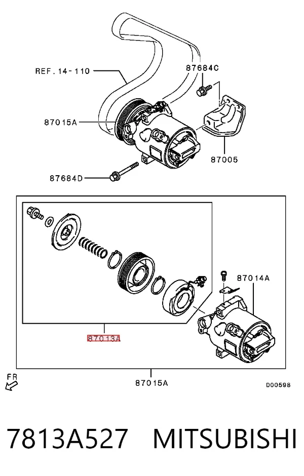 Polea del compresor de aire acondicionado 7813A527 Mitsubishi