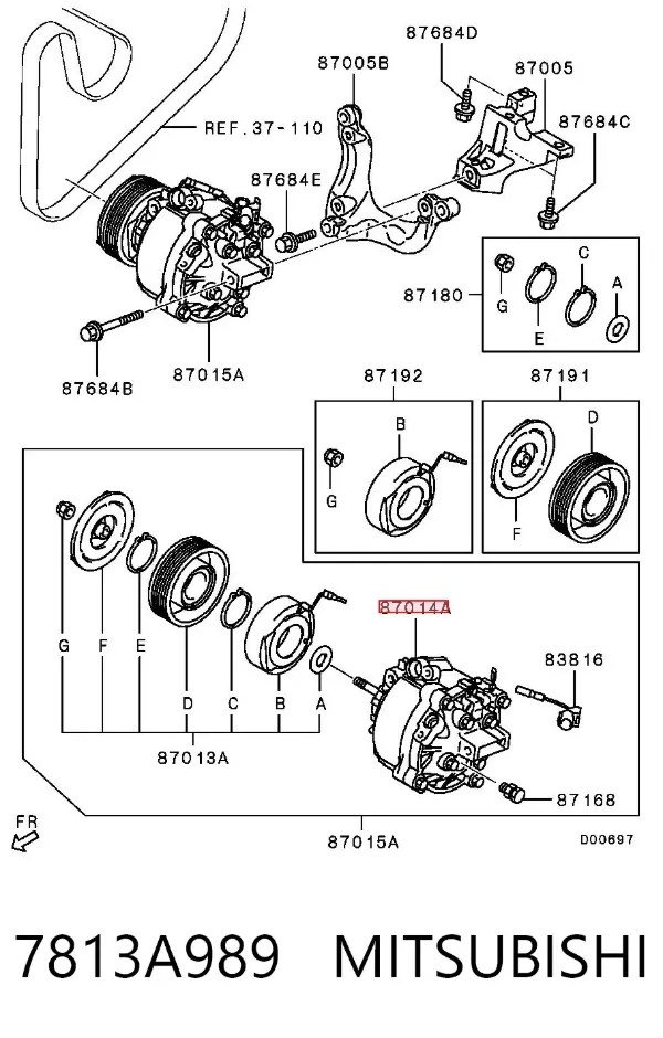 Compresor de aire acondicionado 7813A989 Mitsubishi
