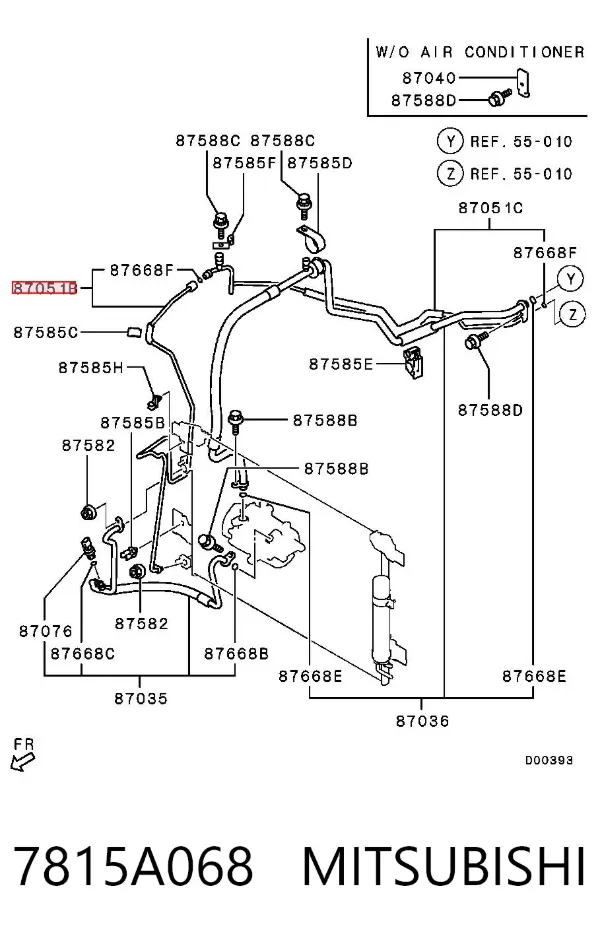 Manguera de aire acondicionado de condensador a evaporador 7815A068 Mitsubishi