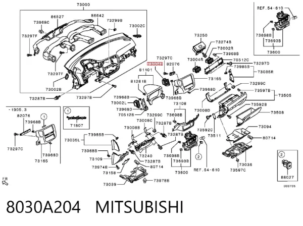 Rejilla de ventilación de salpicadero 8030A204 Mitsubishi