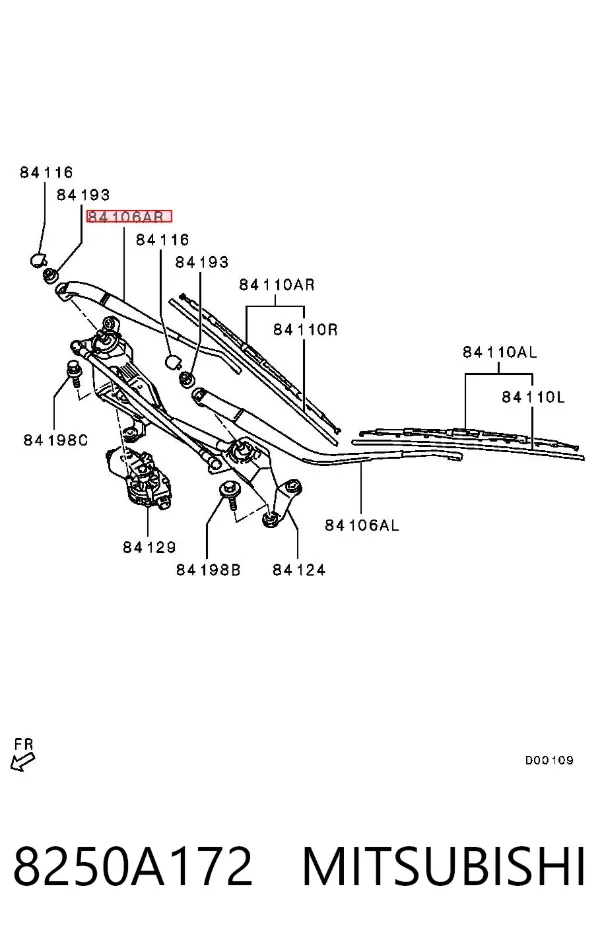 Brazo del limpiaparabrisas 8250A172 Mitsubishi