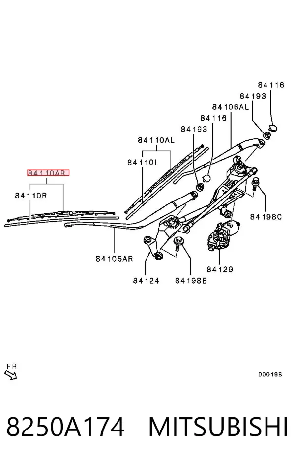 Escobilla del limpiaparabrisas del lado del pasajero 8250A174 Mitsubishi
