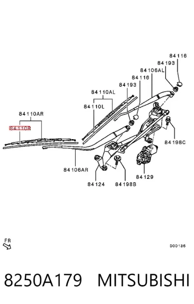 Goma de la escobilla del limpiaparabrisas del lado del conductor MITSUBISHI 8250A179