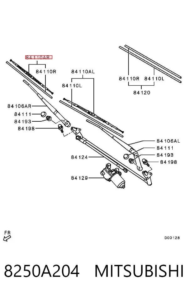 Escobilla del limpiaparabrisas del lado del pasajero 8250A204 Mitsubishi