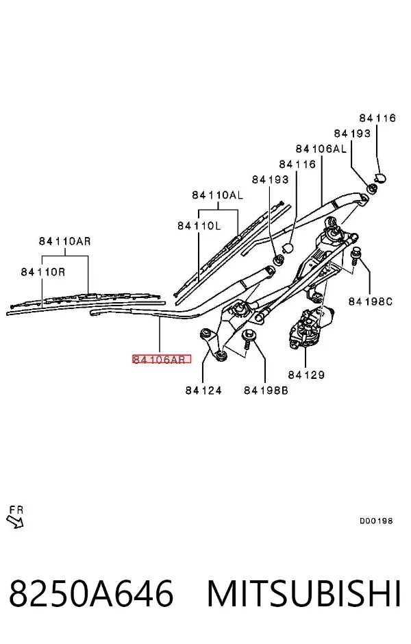 Brazo del limpiaparabrisas 8250A646 Mitsubishi