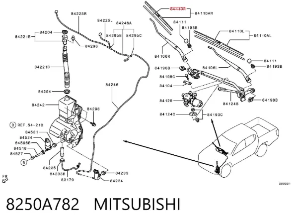Goma del limpiaparabrisas lado pasajero 8250A782 Mitsubishi