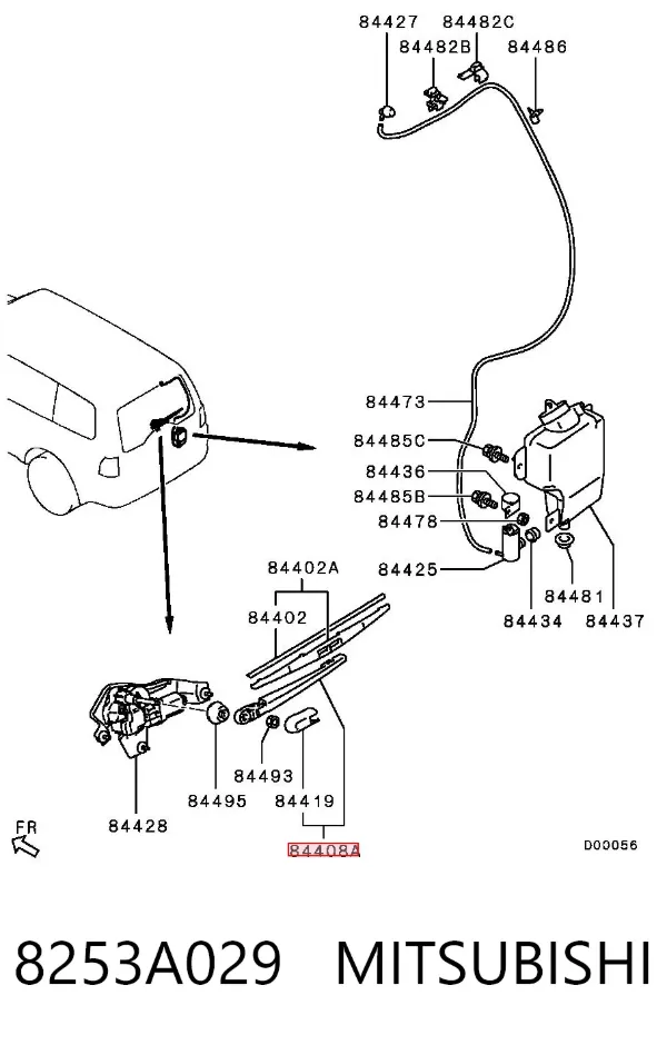 Brazo del limpiaparabrisas, trasero 8253A029 Mitsubishi
