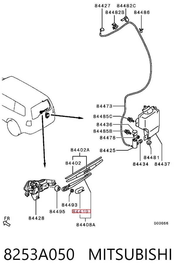 Tapa de la tuerca del brazo del limpiaparabrisas trasero 8253A050 Mitsubishi