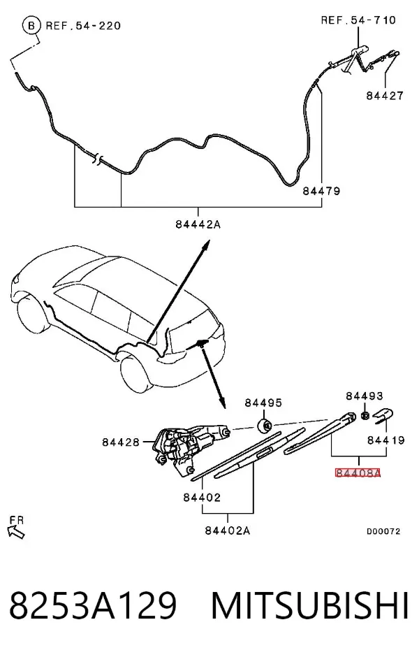 Brazo del limpiaparabrisas, trasero 8253A129 Mitsubishi