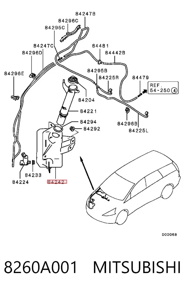 Depósito de limpiaparabrisas Mitsubishi Grandis NAW