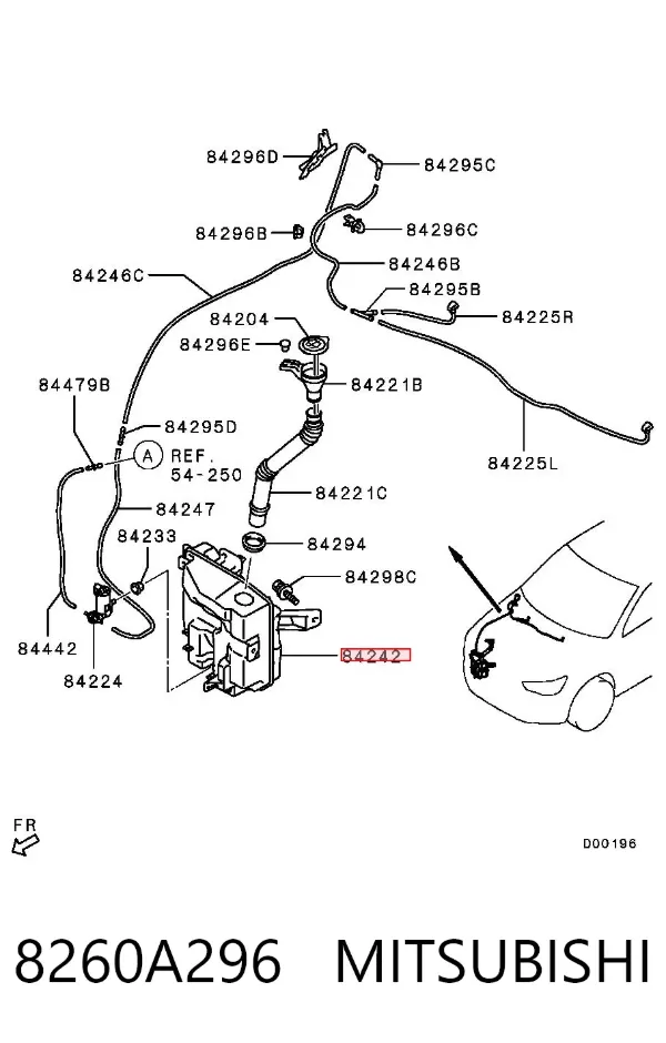 Depósito de limpiaparabrisas 8260A296 Mitsubishi