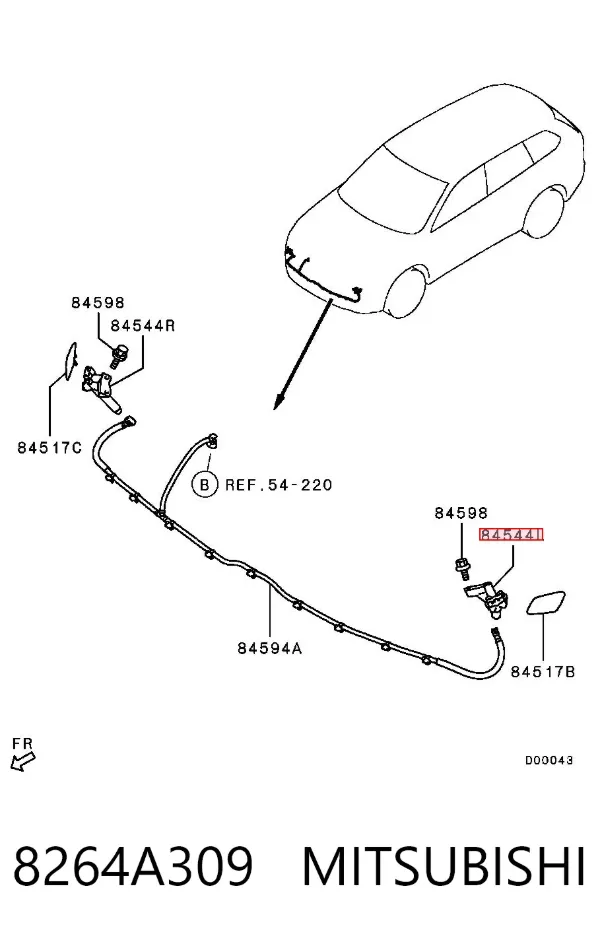 Tobera del lavafaros delantero izquierdo 8264A309 Mitsubishi