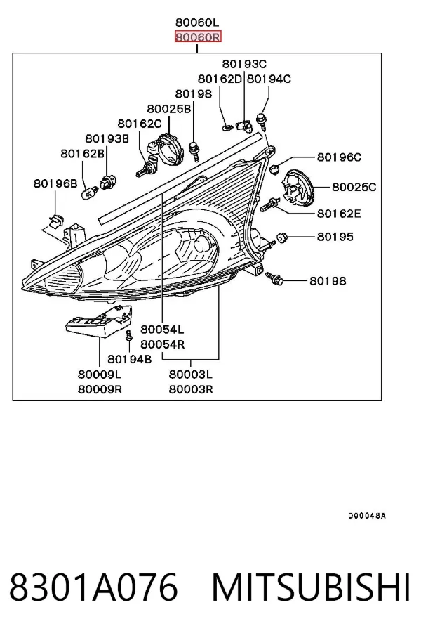 Faro derecho 8301A076 Mitsubishi