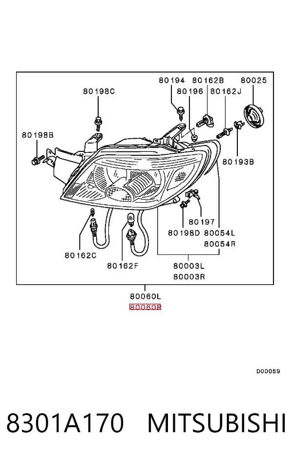 Faro derecho 8301A170 Mitsubishi