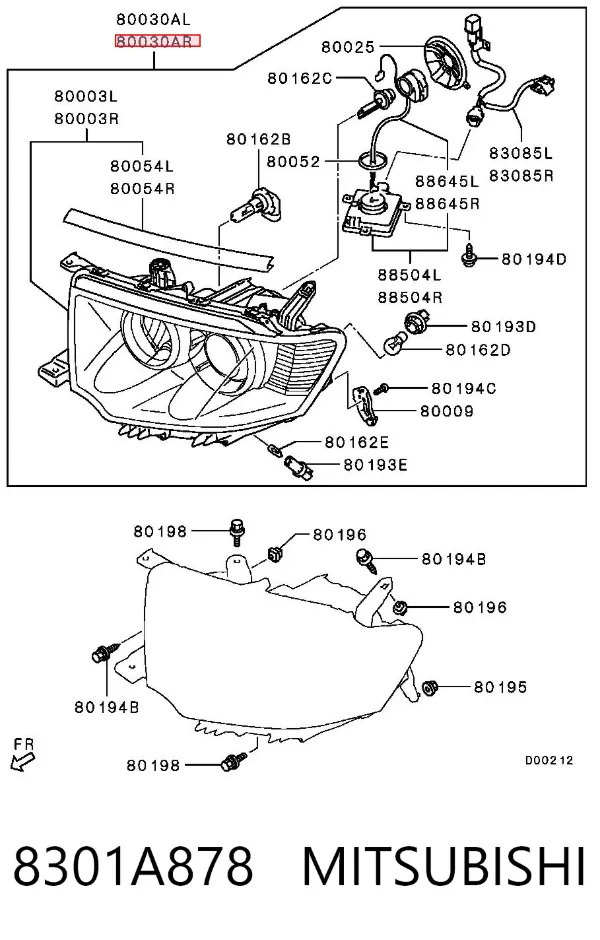 Faro derecho 8301A878 Mitsubishi