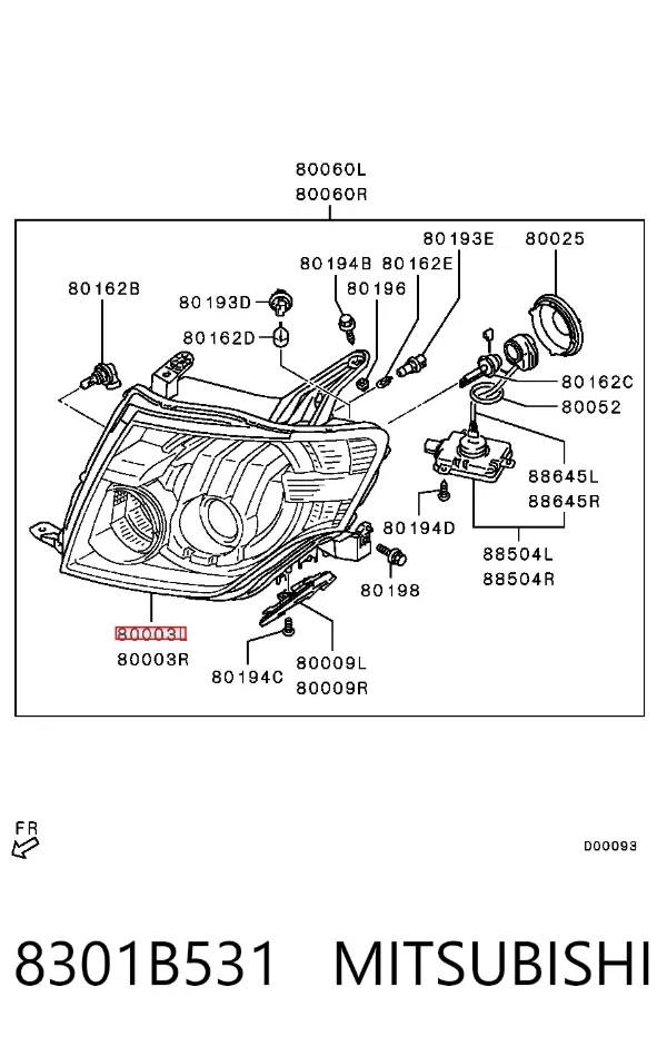 Faro izquierdo 8301B531 Mitsubishi