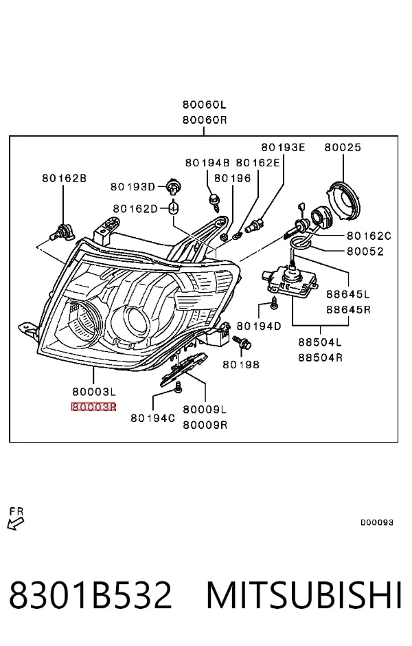 Faro derecho 8301B532 Mitsubishi