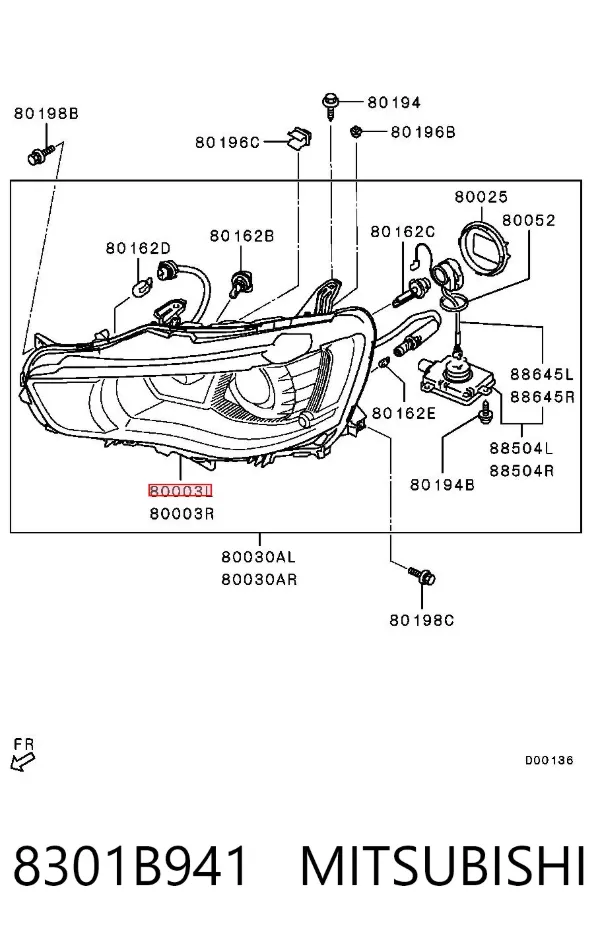 Faro izquierdo 8301B941 Mitsubishi