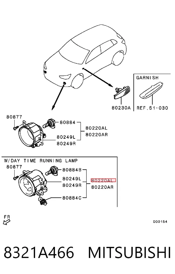 Faro antiniebla izquierdo y derecho 8321A466 Mitsubishi