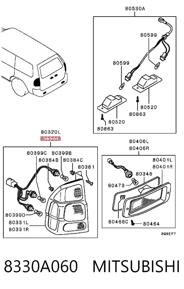 Piloto trasero derecho 8330A060 Mitsubishi