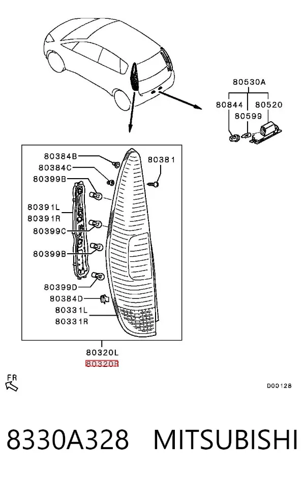 Piloto trasero derecho 8330A328 Mitsubishi