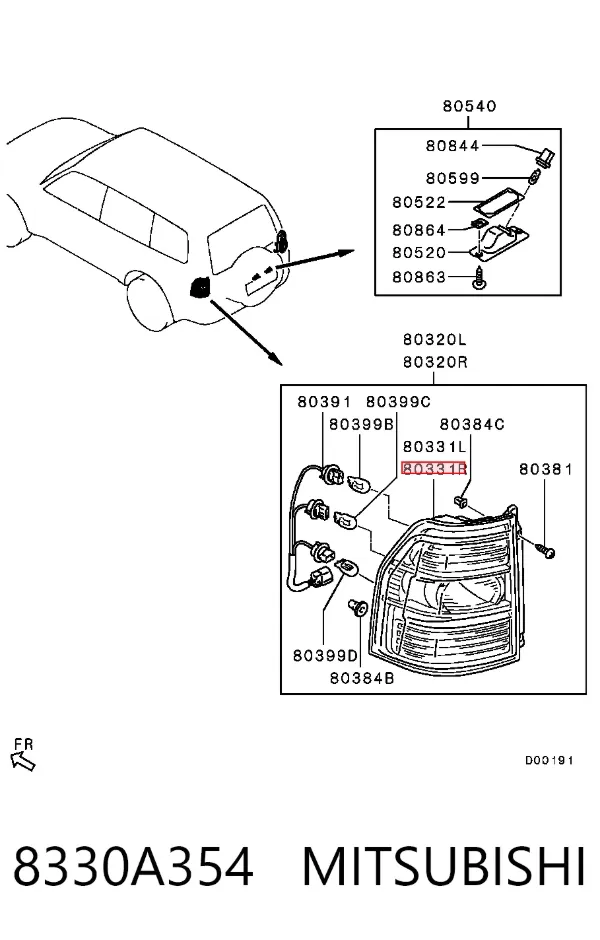 Piloto trasero derecho 8330A354 Mitsubishi