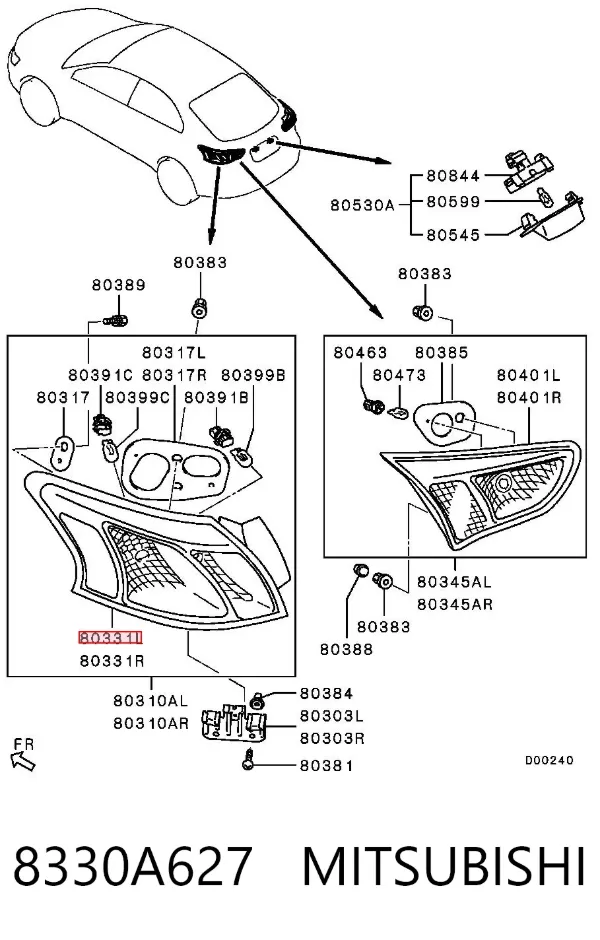 Piloto trasero izquierdo 8330A627 Mitsubishi