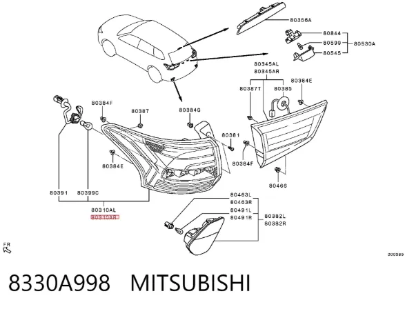 Piloto trasero exterior derecho 8330A998 Mitsubishi