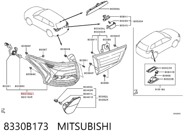 Piloto trasero exterior izquierdo 8330B173 Mitsubishi