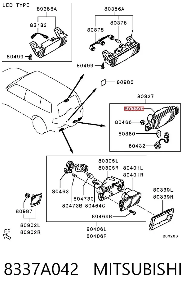 Luz antiniebla trasera 8337A042 Mitsubishi