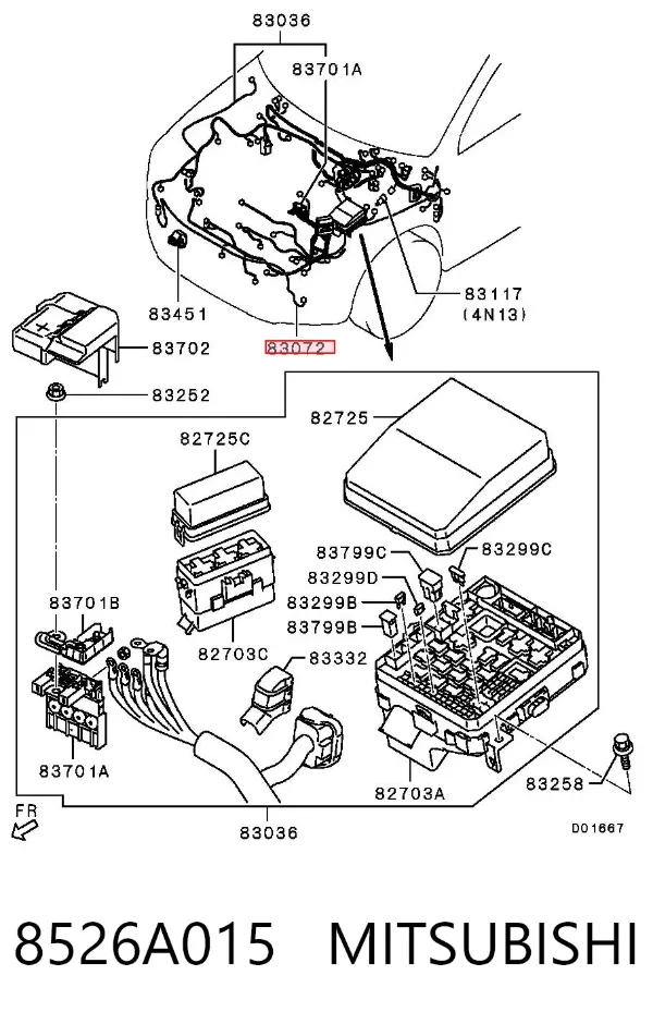 Cableado de faros antiniebla delanteros 8526A015 Mitsubishi