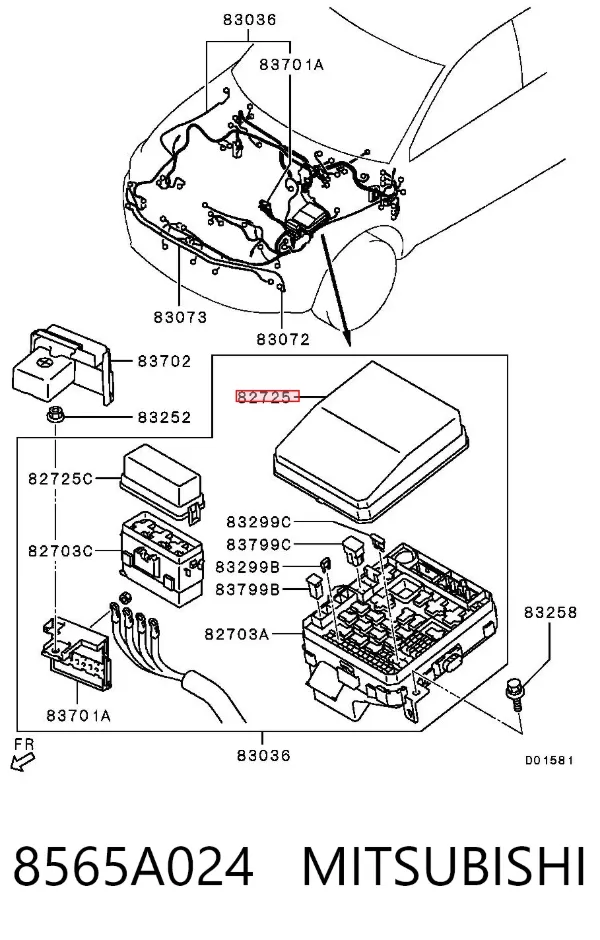 Tapa de la caja de fusibles 8565A024 Mitsubishi