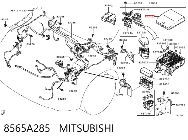 Tapa de la caja de fusibles 8565A285 Mitsubishi
