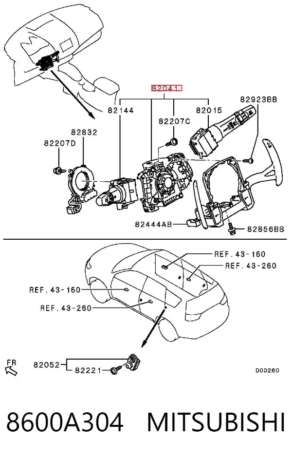 Conmutador columna dirección 8600A304 Mitsubishi