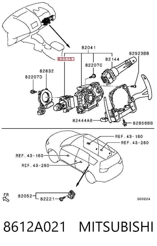 Conmutador derecho de la columna de dirección 8612A021 Mitsubishi
